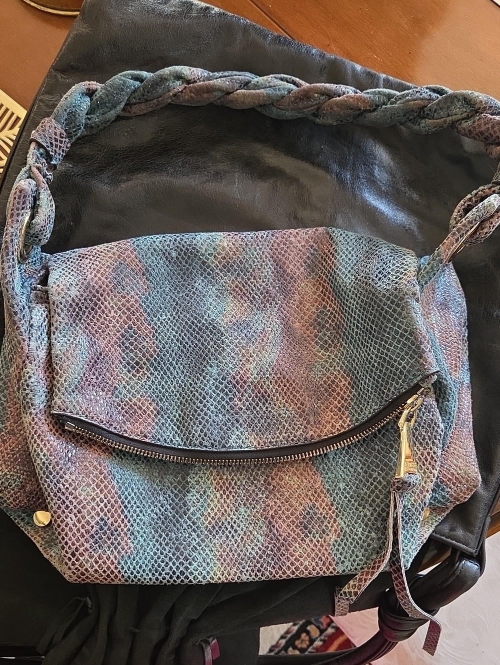 Aimee Kestenberg Multicolor Snake Skin Shoulder Bag